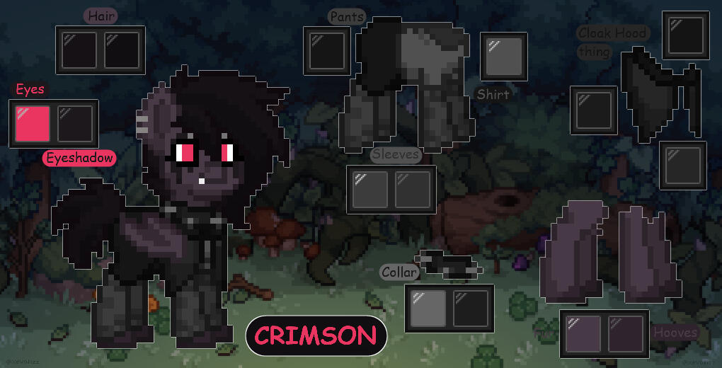 (this is just an edit I made of a character I made in the game, ponytown, to make it into a reference sheet)